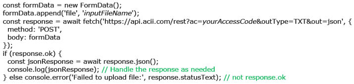 Example of File Conversion REST API using Javascript