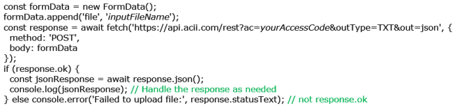 Example of File Conversion REST API using Javascript